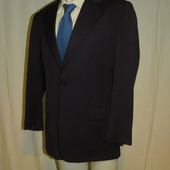 Versace Mainline x Castangia Recent Dark Blue Woven Two Button Suit Jacket 40L